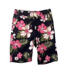 The Childrens Place Boys Shorts Size 12 Floral Print Navy Blue Summer Beach